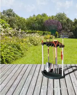 Kvetináče a truhlíky KETER Rohový regál na náradie GARDEN TOOL | čierny