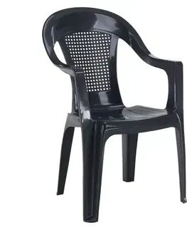Záhradné stoličky a kreslá KONDELA Medro záhradné stohovateľné kreslo antracit