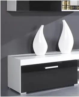 TV stolíky CAMA MEBLE Samba REG8 tv stolík biela / čierny lesk