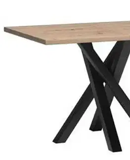 Jedálenské stoly KONDELA Koli 120/160 rozkladací jedálenský stôl dub artisan / čierna