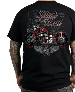 Pánske tričká Tričko BLACK HEART Red Baron Chopper čierna - M