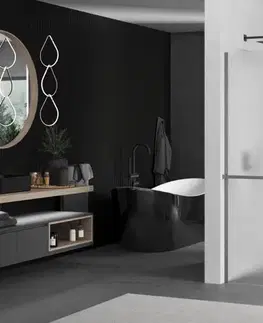 Sprchové dvere MEXEN/S - Kioto+ Sprchová zástena s poličkou WALK-IN 120 x 200, dekor, grafit metal 800-120-121-95-30