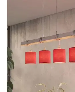 Svietidlá BRILAGI - LED luster na lanku NUBILA 4xE27/60W/230V sivá/červená 1xEG49927A+4xBG1578