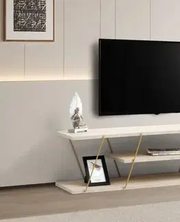 TV stolíky TV stolík Canaz - Gold, Travertine