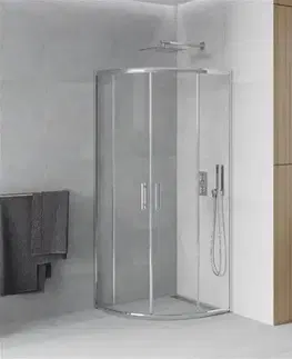Sprchovacie kúty MEXEN - Rio štvrťkruhový sprchovací kút 80x80, sklo transparent, chróm 863-080-080-01-00