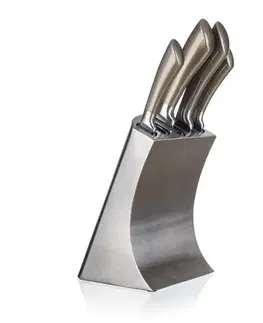 Kuchynské nože Banquet Sada nožov Metallic Platinum, 5 ks a nerezový stojan