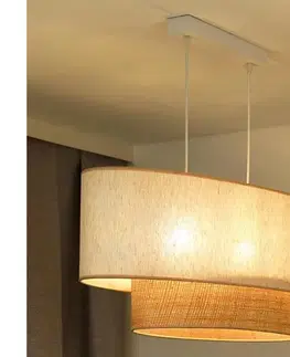 Svietidlá  - Luster na lanku DOUBLE OVAL NATURE 2xE27/15W/230V krémová/béžová 603584