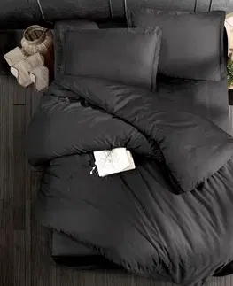 Obliečky Obliečky bavlnený satén exclusive Modern tmavo sivé 200x140cm+90x70cm TiaHome