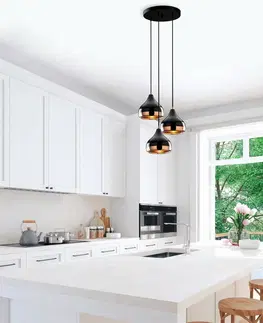 Svietidlá Závesný lustr Yildo - 6871, čierna-medená