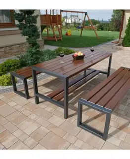 Záhradné zostavy Komplet moderný 1 bez operadla palisander