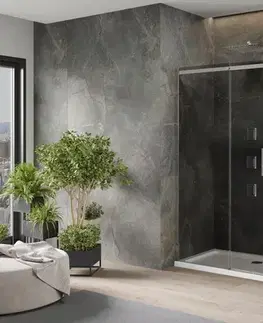 Vane MEXEN/S - Omega sprchovací kút 130 x 70, grafit, chróm + vanička vrátane sifónu 825-130-070-01-40-4010