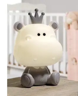 Svietidlá ONLI - LED stmievateľná detská nočná lampička PUPPIES LED/3W/230V 25 cm hroch/sivá 073/LG