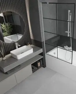 Sprchové dvere MEXEN/S - Next vaňová zástena FIX 100x150, čierny dekor, biela 895-100-000-00-77-20