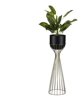 Stojany na kvetiny HowHomely Kovový kvetináč LOFT 68x20 cm zlatá/čierna HH-ML-12-GB