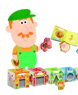 Leporelá, krabičky, puzzle knihy Knižka a stavebné kocky: Farma