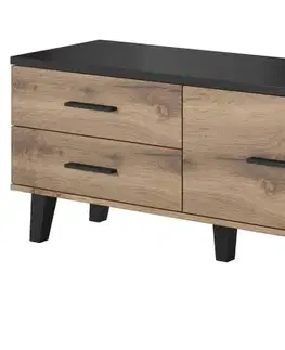 TV stolíky CAMA MEBLE Lotta 120 1D2S tv stolík dub wotan / čierna