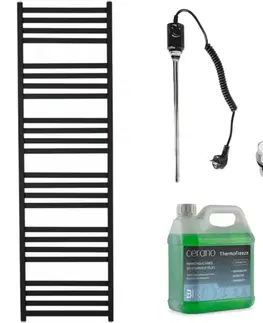 Doplnky do kúpeľne CERANO - Kúpeľňový elektrický radiátorový set Fulgiduson - 600W - čierna matná - 1800x530 mm CER-680540