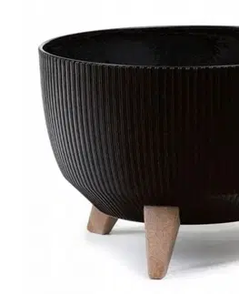 Kvetináče a truhlíky Kinekus Kvetináč plastový, priemer 240mm, ROMA JUMPER, čierny