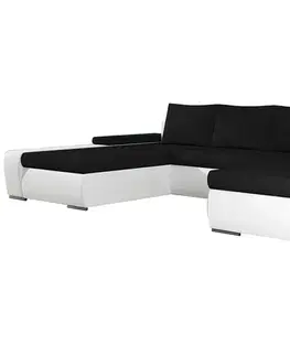 Sedacie súpravy NABBI Melfi L/P rohová sedačka u s rozkladom a úložným priestorom čierna (Sawana 14) / biela (Soft 17)