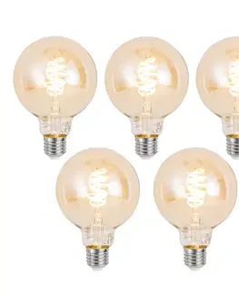LED osvetlenie Sada 5 inteligentných stmievateľných LED žiaroviek E27 G95 jantárových 4.9W 320 lm 2500K Zigbee