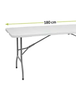 Záhradné zostavy NABBI Vivas 1+2L cateringový skladací set 180x70 cm sivá / biela