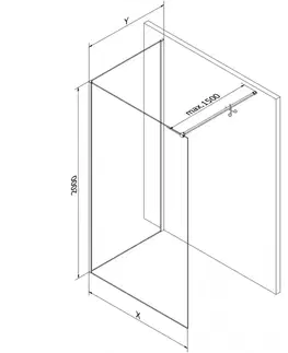Sprchové dvere MEXEN/S - Kyoto Sprchová zástena WALK-IN 125 x 100, transparent, grafit metal 800-125-212-95-00-100
