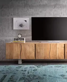 Televízne stolíky DELIFE TV stolík Live-Edge 220 cm akácia prírodná masívny 6 dvierka