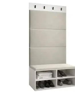 Spálňové šatníkové skrine Predsieňový nábytok Miro biela/čierna panel béžová