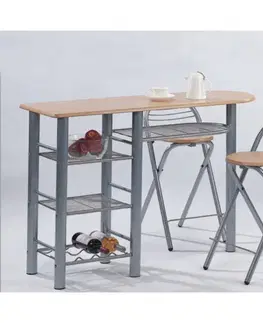Jedálenské zostavy KONDELA Boxer barový set buk / aluminium