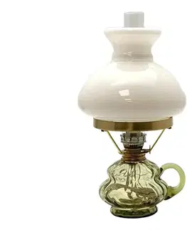 Lampy Floriánova huť Petrolejová lampa ANNA 33 cm lesná zelená veľká krakle 111-0120-1502-12-10-000