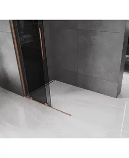 Sprchové dvere MEXEN/S - Velar Sprchová zástena posuvná Walk-in 75 x 200, grafit 8 mm, meď kartáčovaná 871-075-000-43-65