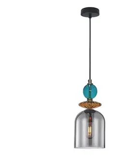 Svietidlá Light Prestige Závesné svietidlo s lankom TROPEA 1xE27/15W/230V čierna/dymová modrá/béžová LP-2004/1P M SM