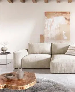 Rohové sedacie súpravy DELIFE Rohová pohovka Lanzo 230x155 cm manšester béžová variabilné ležadlo