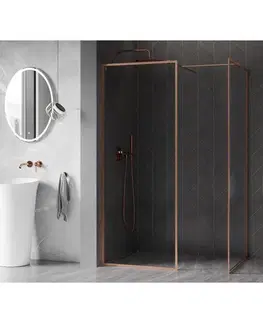 Sprchové dvere MEXEN/S - Kyoto-XF Sprchová zástena WALK-IN s rámom 120 x 90, transparent 10 mm, meď kartáčovaná 800-120-202-04-65-090-XF