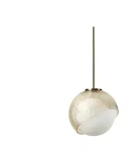 Svietidlá Ideal Lux - Luster na lanku BLOOM 1xE27/42W/230V pr. 22 cm zlatá/dymová béžová 366661