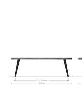 Jedálenské stoly DELIFE Jedálenský stôl Edge 260x100 XL akácia prírodná kov šikmý Live-Edge