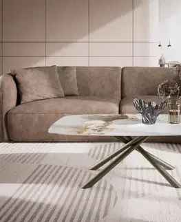 Konferenčné stolíky DELIFE Konferenčný stolík Edge zaoblený tvar 120x70 cm keramika Minas Melange Sarity kov efektový povrch titánová farba