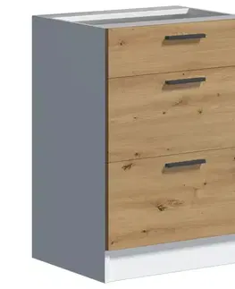 Kuchynské skrinky stojace Kuchynská skrinka Economic D60 3SZ biela/artisan