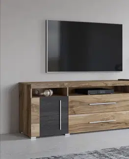 TV stolíky POUND skrinka pod televízor 2D2S, orech Satin/touchwood
