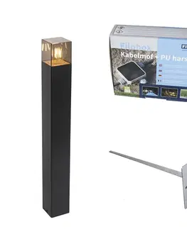 Zahradne stlpove lampy Stojacia vonkajšia lampa čierna 70 cm IP44 s dymovým sklom - Dánsko