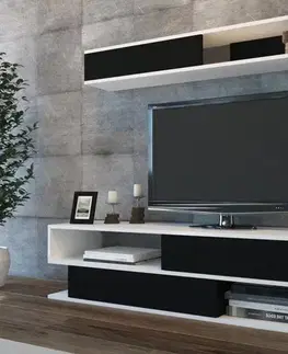 Obývacie steny TV skrinka / Obývacia stena Sims - Black, White