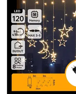 LED osvetlenie  B.V.  - LED vonkajšia vianočná reťaz 120xLED/6W/230V/8 funkcií 3x0,6m IP44 teplá bielaDO B10303S6U