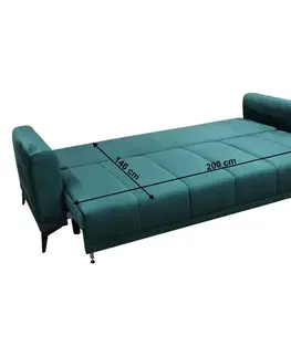 Pohovky a gauče KONDELA Grace Big Sofa rozkladacia pohovka s úložným priestorom smaragdová / horčicová