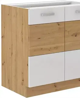 Kuchynské skrinky stojace Skrinka do kuchyne ARTISAN biela lesklá 80D 2F BB