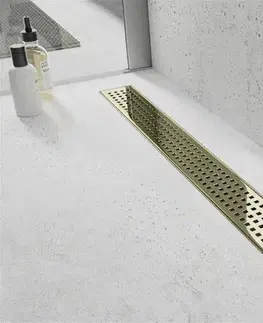 Sprchovacie kúty MEXEN/S - Flat M08 odtokový žľab 80 cm zlatý 1525080-15