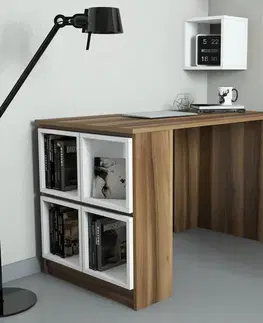 Písacie stoly Písací stôl Box - Walnut, White