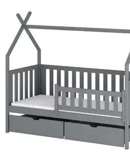 Detské postele Posteľ Domček Simba 80x160 sivá