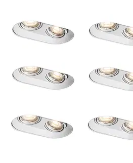 Zapustené svietidlá Sada 6 zaoblených zapustených bodových svetiel biela GU10 50 mm 2-svetlá - Hubs