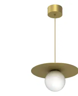 Svietidlá  Závesný luster FLAT na lanku 1xE27/15W/230V, zlatý 9590