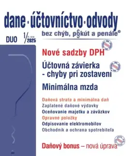Dane, účtovníctvo Dane účtovníctvo odvody 1 2025 - Nové sadzby DPH pre rok 2025 - Kolektív autorov